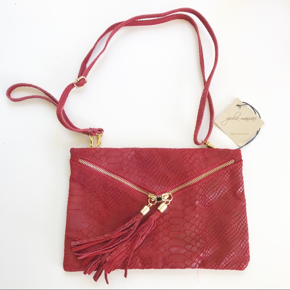 Giulia Massari | Leather Envelope Tassel Clutch